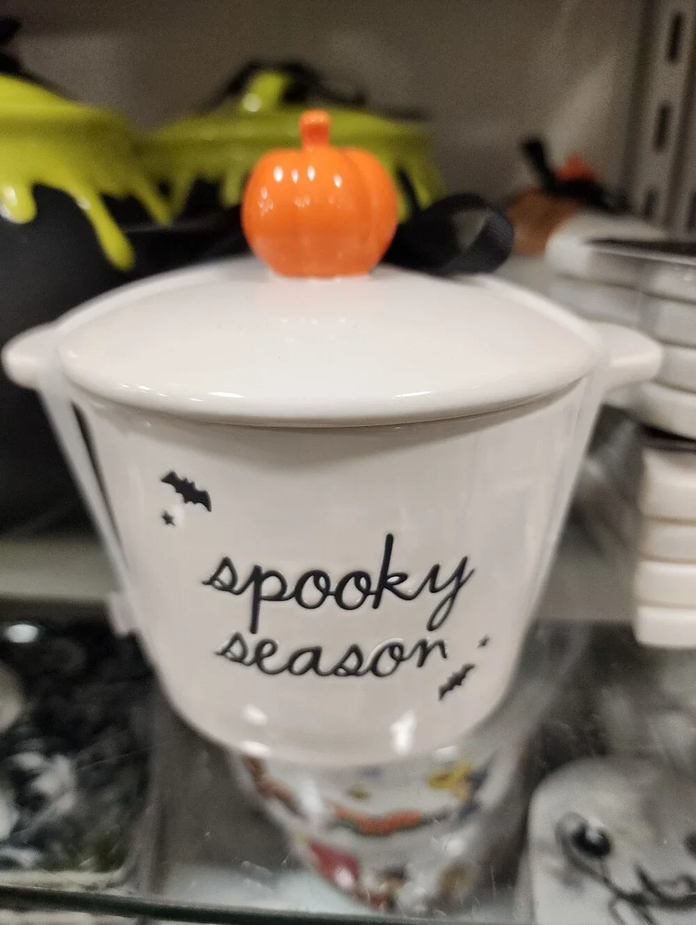 Rae Dunn Peanuts White Ceramic Mini Crock/Baker with Orange Pumpkin Lid Accent